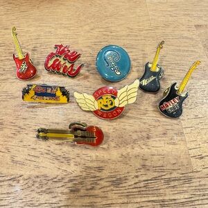 Vintage Band Enamel Pin Collection Lot of 8 80s Ozzy ZZTop Adam Ant Chicago